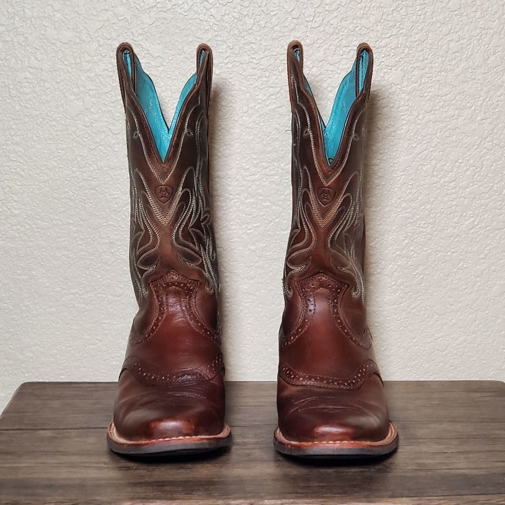 Ariat Brown and Teal Ankle Boots